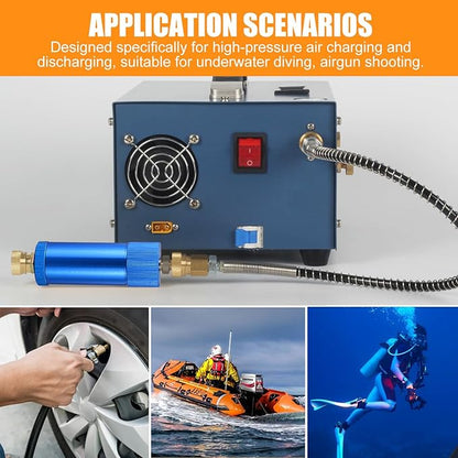 High Pressure PCP Air Filter Oil-Water Separator, 40MPa/5800Psi Inline Moisture Separator with 8mm Quick Connect, Complete Kit with 25 Filters, Sealing Rings & Gaskets for Air Compressor Pump (Blue)