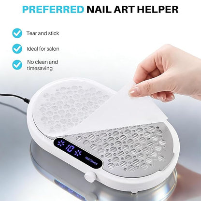 Nail Dust Collector, 1600PA Professional Nail Vacuum Dust Collector Fan with Filter Papers (30 Pcs) for Acrylic Nail Polishing & Manicure at Nail Salon & Home