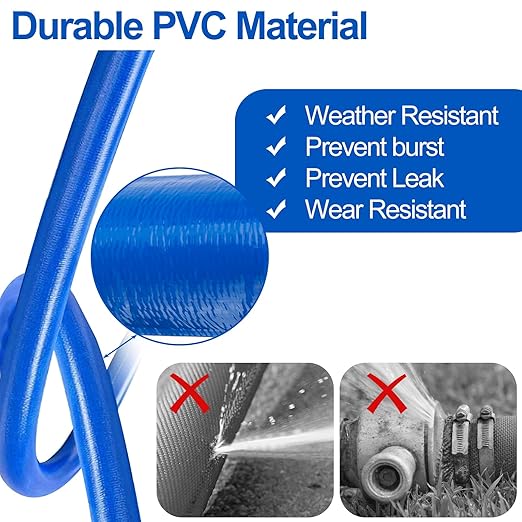 OCGIG 2" x 50 FT Pool Backwash Hose, Heavy-Duty Lay Flat Discharge PVC Hose, Weatherproof Burst Resistant for Swimming Pool Filter Pump, Water Transfer, Pool Drain, with 2 Clamps