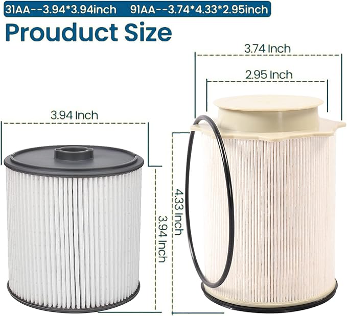 6.7L Cummins Diesel Fuel Filter Fuel Water Separator Set for 2019 2020 2021 2022 Dodge Ram 2500 3500 4500 5500 Turbo Diesel Engines Replaces 68157291AA and 68436631AA MF-608 MO-291