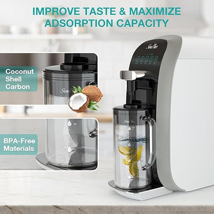 SimPure Y7T-C Countertop Reverse Osmosis Water Filter, NSF/ANSI 58 Certified, 5 Stage RO Water Filtration System, Water Purifier for Home, No Installation, 4: 1 Pure to Drain, CTO Enhanced Taste