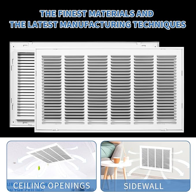 30x20 Return Air Grille [Duct Opening Size],Return Air Vent Cover for Wall Or Ceiling,Steel Return Air Filter Grilles Removable Face/Door for 1 Inch Filters (30"W x 20"H [Duct Opening])