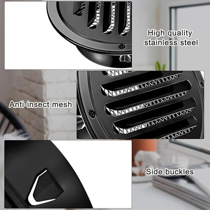 Zonon 24 Pcs Stainless Steel Soffit Vents 4 Inch Round Dryer Vent Cover with Mesh Screen for Home Outdoor Bathroom Wall Ceiling Outside Exterior Exhaust (Black)