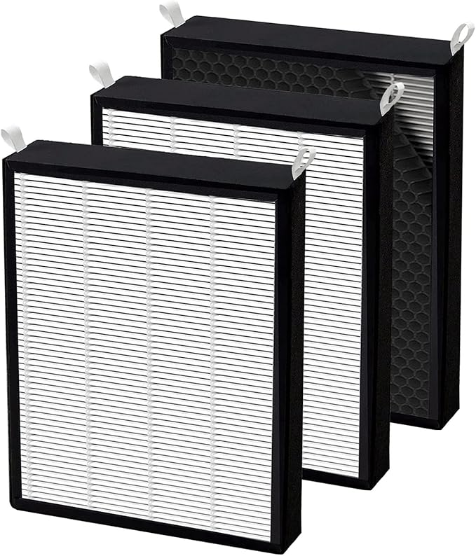 3 Pack True HEPA/Carbon Filters Replacement Compatible with NUWAVE OxyPure Large Area Smart Air Cleaner Purifier Models 47001, 47002, 47003, 47004, 47005, and 47006., Activated Carbon + HEPA Combo