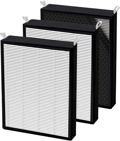 3 Pack True HEPA/Carbon Filters Replacement Compatible with NUWAVE OxyPure Large Area Smart Air Cleaner Purifier Models 47001, 47002, 47003, 47004, 47005, and 47006., Activated Carbon + HEPA Combo
