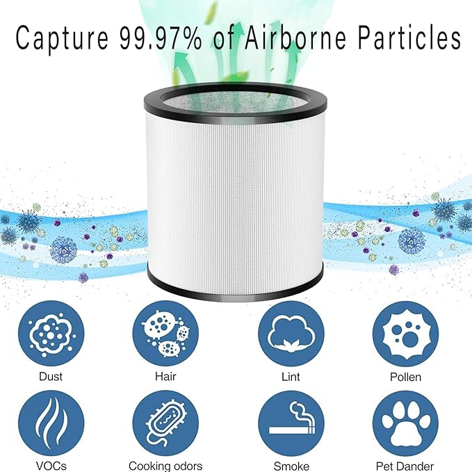 Updated TP01 Filter, 360 Glass HEPA Filter Replacement for Dyson Air Purifier Pure Cool Link TP01 TP02 TP03 AM11 Tower Fan, Pure Cool Me BP01 Personal Purifying Fan, Compare to 968126-03,2 Pack,Black