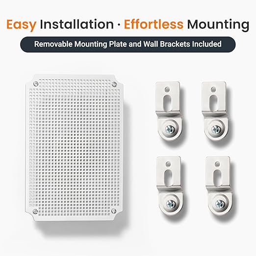 QILIPSU Junction Box IP67 Waterproof Plastic Electrical Enclosure Outdoor Weatherproof Project Electric Box with Mounting Plate, Wall Brackets, Hinged Grey Cover 11.2"x7.7"x5.1"