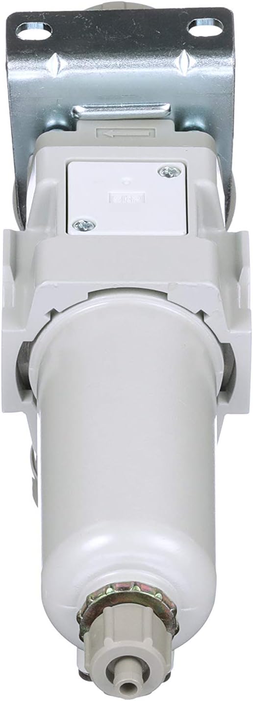 PneumaticPlus SAW300-N03BG-MEP Compressed Air Filter Regulator Piggyback Combo 3/8" NPT - Metal Bowl, Manual Drain, Bracket, Gauge