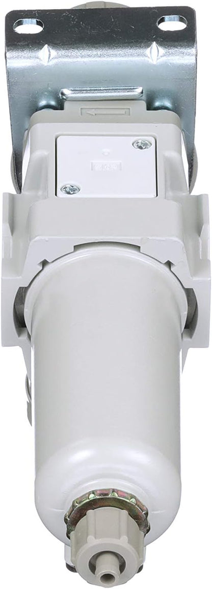 PneumaticPlus SAW300-N03BG-MEP Compressed Air Filter Regulator Piggyback Combo 3/8" NPT - Metal Bowl, Manual Drain, Bracket, Gauge