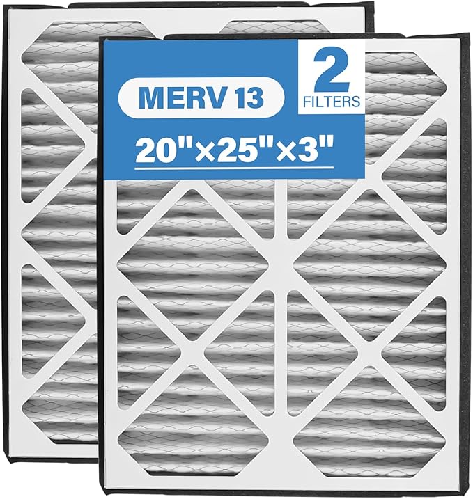 20x25x3 MERV 13 Pleated Air Filter, 2 Pack, Compatible with Zephyr VGF Series 20x25x3 Whole Home Return Air Grille Filter, Actual Size 18-3/8×23-3/8×3"