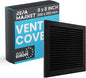 Repa Market 8 x 8 Inch (Outer) Black Square Air Vent Cover - Plastic Fresh Air Intake Vent - AC Cover with Nylon Mesh Screen, Wall, Ceiling HVAC Return Air Register, Modern Soffit Vents
