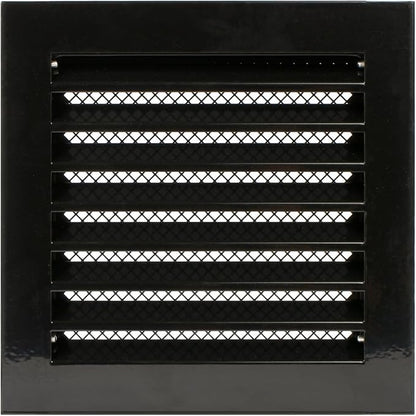 Repa Market 8" x 8" Inch (Inner Dimensions) Galvanized Black Soffit Vent Cover - Louvered Square Gable Vent with Mesh Screen - Intake/Exhaust Ventilation Grill - HVAC Ducting Return Air Vent Cover