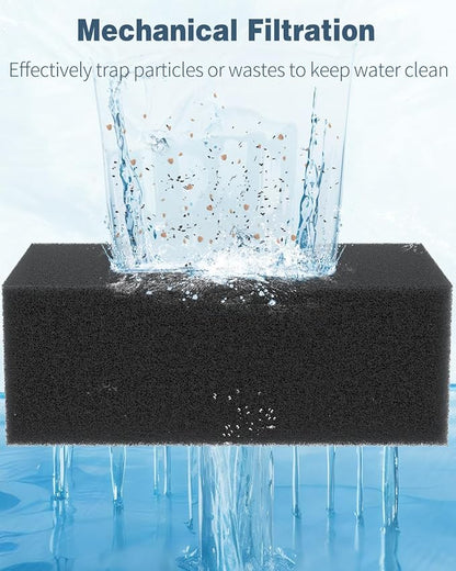 Pawfly 2 Pack Aquarium Filter Sponge Pad Hydroponics Black Foam Floss for Water Filtration, Aquarium Filter Media Pad for Fish Tank Filters, 7.4" L x 4.7" W