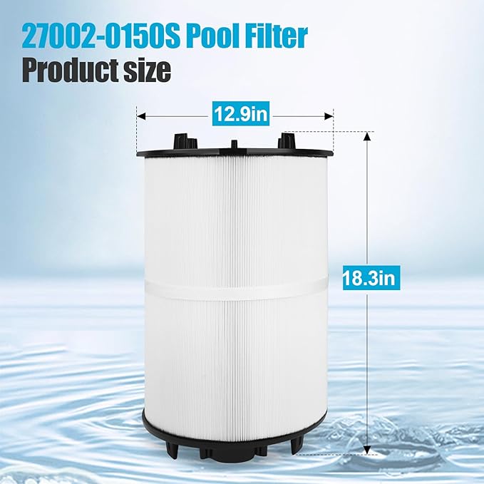 27002-0150S Pool Filter Replacement, Compatible with Sta-Rite System 2 Model PLM150 Modular Media Pool and Spa D.E. Cartridge Filter, with 24800-0121 Air Bleed Assembly, 150 sq. ft, Polyester