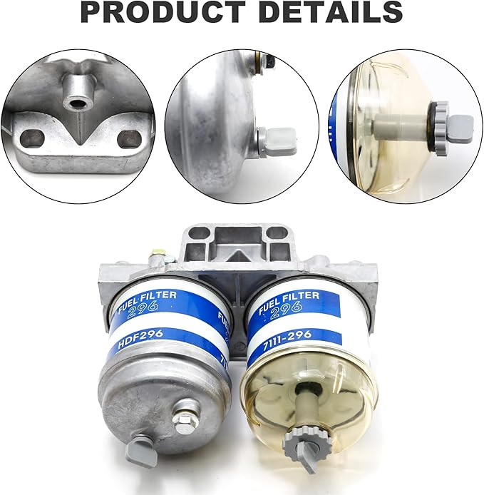 Dual Double Fuel Filter Assembly Replacement for Ford 2000 3000 4000 and More Replacement for Allis Chalmers, Massey Ferguson, Landini New Holland NH Universal Replaces 7111-296 EBPN9N166AA