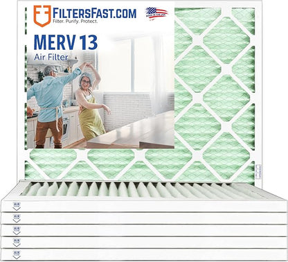Filters Fast 24x30x1 Air Filter Merv 13, 1" AC Furnace Air Filters, Made in the USA, Actual Size: 23.75" x 29.75" x 0.75”, 6 Pack