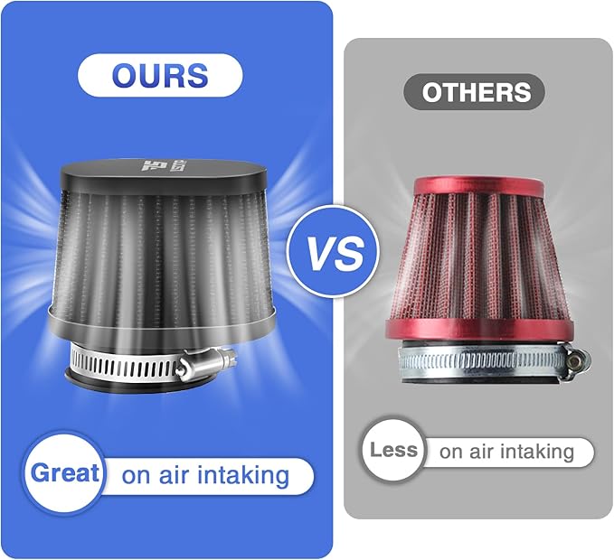 2PCS Motorcycle Air Filter Universal 38MM Replacement Engine Filter High Performance Air Filters Fit Motocross Carburetor Cleaner for Pit Bike Scooter Moped ATV (Black)