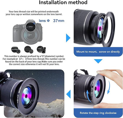 37mm Lens to 55mm Camera Lens Adapter,37mm to 55mm Filter Step up Ring Adapter Ring,Compatible All 55mm Filter Accessory