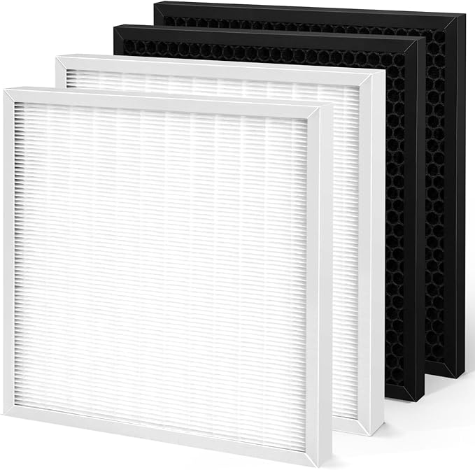 4-Pack X-2480A Replacement Filters Compatible with Xpower Pro Clean X-2480A and X-2580 Mini Air Purifiers 2 HEPA Filters + 2 Activated Carbon Filters Upgraded Version (2)