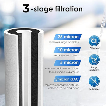 Waterdrop FXHTC Whole House Carbon Water Filter, Replacement for GE® FXHTC, GXWH40L, GXWH35F, Culligan® RFC-BBSA, American Plumber W10-PR, W10-BC, WRC25HD, 10" x 4.5" Cartridge, 5 Micron, Pack of 4