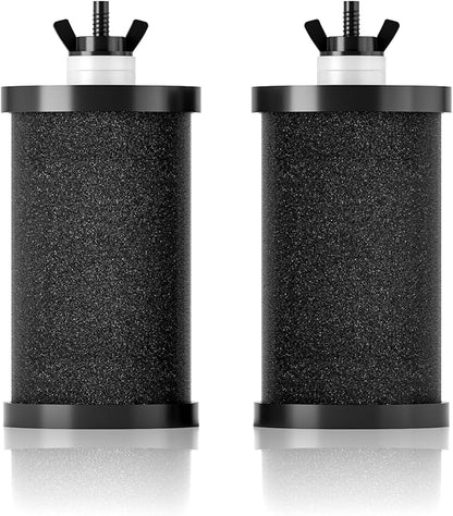 Thickened Black Purification Elements, Replacement for Berkey® BB9-2® & Gravity Water Filter System, High Adsorption Carbon Filters Compatible with ProOne® and Purewell Systems (2 Pack)