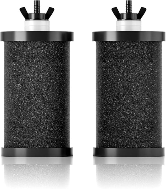 Thickened Black Purification Elements, Replacement for Berkey® BB9-2® & Gravity Water Filter System, High Adsorption Carbon Filters Compatible with ProOne® and Purewell Systems (2 Pack)