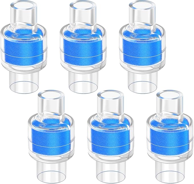 6 Pack HME Heat Moisture Exchanger/Exchange Filter in-Line Humidification Solution Unit Replacement for Z1, Z2, 22mm Diameter Tubing, Individually Sealed Packaging by Blutoget