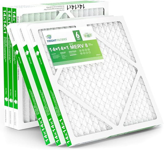 14x14x1 Air Filter 6 Pack, Durable MERV 8 Pleated Home HVAC AC Furnace Filters, Lightweight Compact Air Conditioner Filter Replacement