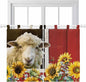 Sheep Flowers Bedroom Curtains 63 Inch Length, Window Curtains Tab Top, Country Red Barn Botanical Sunflowers Light Filtering Window Treatments Drapes 42"x63" 2 Panel