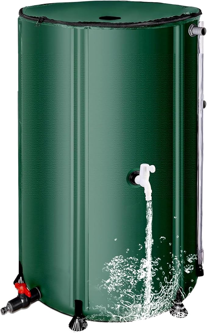 THUNDERBAY 100 Gallon Collapsible Rain Barrel, Portable Rain Barrels to Collect Rainwater from Gutter, Rainwater Collection System, Water Storage Tank Catcher Container with Filter Spigot