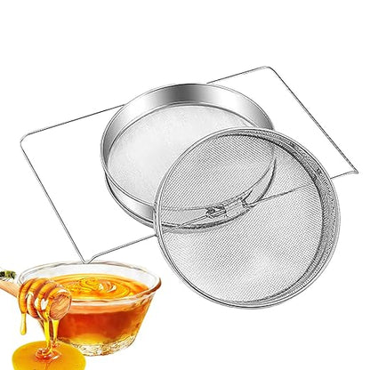 Honey Separator,Stainless Steel Double Sieve,Beekeeping Honey Harvesting Supplies | for Harvesting Processing Apiary Commercial Beekeepers Outdoor