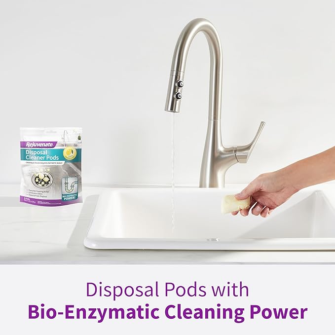 Rejuvenate Disposal Cleaner, 6 Pods, Lemon Scented Disposal And Pipe Cleaner Pods With Bio-Enzymatic Formula Help Break Down Leftover Food Waste And Remove Odors For A Clean, Fresh Disposal, 6 Pack