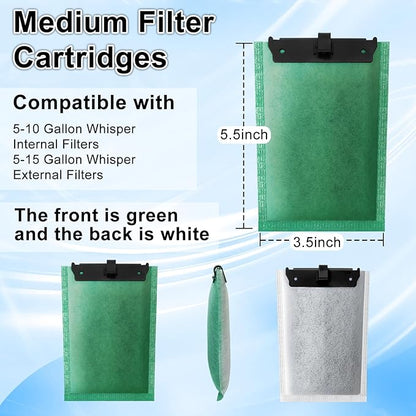 driamor 6 Pack Medium Filter Cartridges Replacement Compatible with Whisper 10i/IQ10/PF10 Aquarium Filter 5-10 Gallons