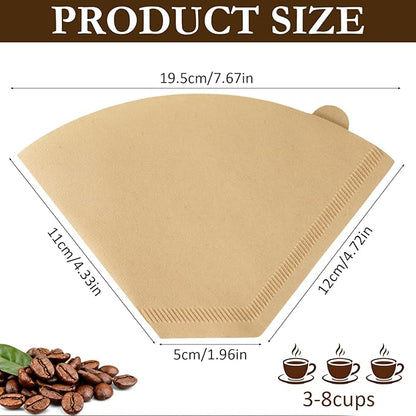 200 Count Unbleached Coffee Filters Natural Brown Cone Coffee Filter Paper for 3–8 Cup Drip Coffee Maker, Disposable Paper Coffee Filters for Pour Over Brewer & Coffee Machine