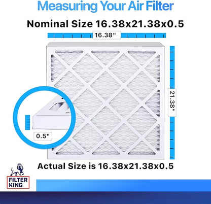 Filter King 16.38x21.38x0.5 Air Filter | 4-PACK | MERV 8 HVAC Pleated A/C Furnace Filters | MADE IN USA | Actual Size: 16.38 x 21.38 x 0.5"