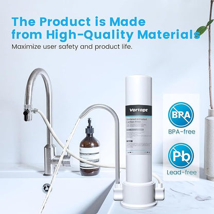 Vortopt Countertop Water Filter F8-Faucet Filtration System for Kitchen Sink,Reduces 99% Chlorine,Heavy Metals,Bad Odors,Includes 1 Filter.
