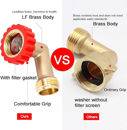 Lead-Free Brass 90 Degree Hose Saver,90°Hose Elbow Fitting Quick Swivel Connect Adapter,Thread Size 3/4" Connectors,Hose Protector with Water Filter（1 Pc）