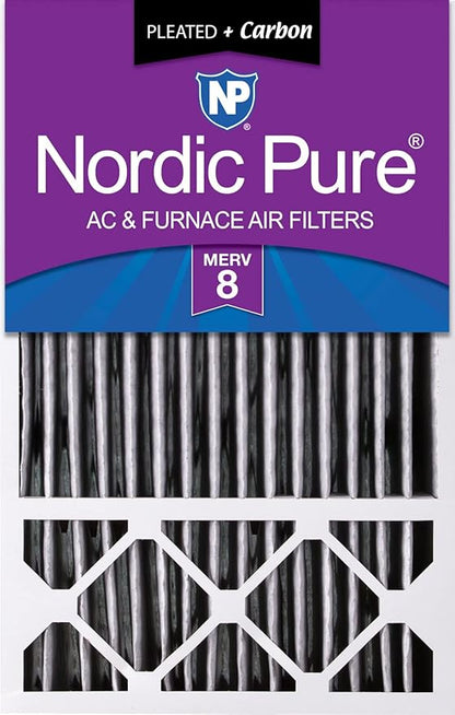 Nordic Pure 16x25x5 (Actual Size: 15 3/4 x 24 3/4 x 4 3/8) Honeywell Replacement Air Filters MERV 8 Plus Carbon 1 Pack