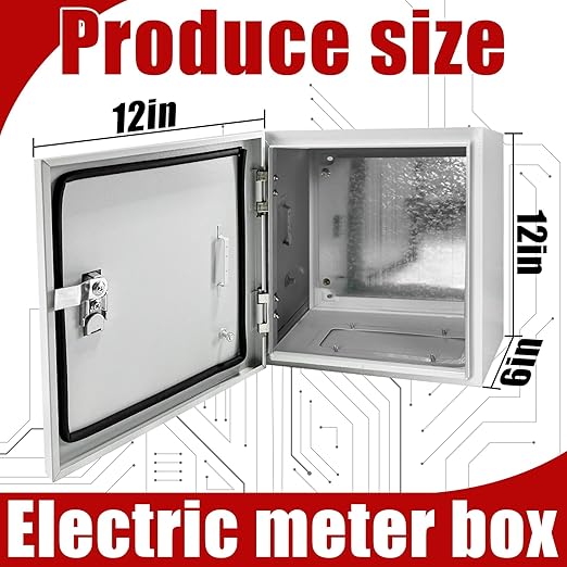 Electrical Box 12 x 12 x 6 Inch Indoor Outdoor Electrical Enclosure Box Steel Junction Box Wall Mounted Universal Electrical Project Box with Safety Locks and Mounting Plates