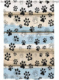 Sheer Curtains 72 Inches Long, Blue Dog Paw Print Semi Sheer Curtains Light Filtering Window Treatment, Vintage Farmhouse Rustic Wooden Grain Privacy Voile Drapes for Living Room Bedroom 52x72 Inch