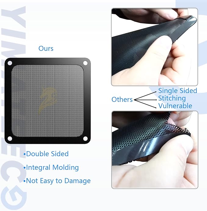 Dust Filter PC 140mm for Computer Cooler Fan/PSU/Routers Computer Fan Filter Grills PVC 50 Mesh, Magnetic Frame PC Cooler Filter Dustproof Mesh (PVC, 140 * 140mm, 5pcs, Black)
