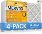 BNX TruFilter 14x20x1 MERV 10 (4-Pack) AC Furnace Air Filter - MADE IN USA - Pleated Air Conditioner HVAC AC Furnace Filters - Removes Odor, Mold, Bacteria, Smoke