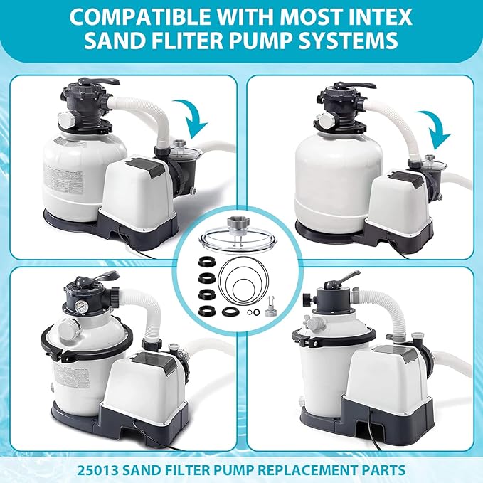 SF80110-1 Leaf Trap Cover Lid with O-Rings & Valve Sand Filter Pump Seal Gasket Parts Compatible with 12 Inch Sand Filter Pump (Pump Flow Rate: 2, 100 GPH) NOT Fit for 14 & 16 Inch