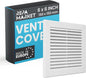 Repa Market 6 x 6 Inch (Outer) White Square Air Vent Cover - Plastic Fresh Air Intake Vent - AC Cover with Nylon Mesh Screen, Wall, Ceiling HVAC Return Air Register, Modern Soffit Vents