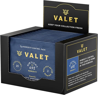 Valet 69% Two-Way Humidity Packs for Plastic Containers, 12-Pack, 60g Each, Humidifier Pack Prevents Leaks and Controls Moisture with Natural Craft Paper Design