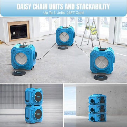 Air Scrubber with 3-Stage Filtration, 970CFM HEPA Air Scrubber Negative Air Machine with Lockable 360° Wheels & Auto-Foldable Handle, Portable Heavy Duty Air Cleaner for Home Industrial Commercial Use
