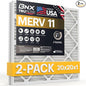 BNX 20x20x1 MERV 11 Air Filter 2 Pack - MADE IN USA - Electrostatic Pleated Air Conditioner HVAC AC Furnace Filters - Removes Dust, Mold, Pollen, Lint, Pet Dander, Smoke, Smog