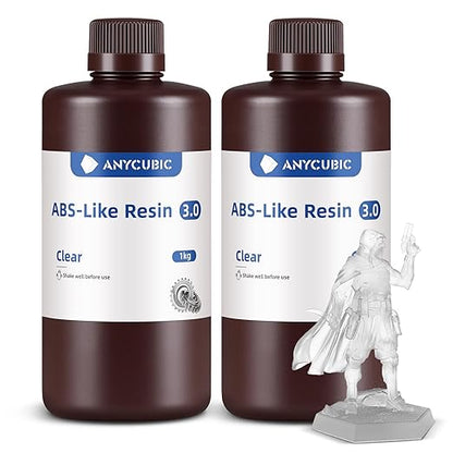 ANYCUBIC ABS-Like Resin 3.0, 3D Printer Resin with Enhanced Strength and Toughness, High Precision and Minimal Shrinkage, Wide Compatibility for All LCD Resin 3D Printers (Clear, 2kg)