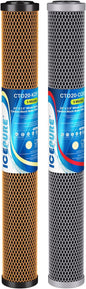 ICEPURE 2.5"x 20" Whole House Water Filter, 2-Stage Water Filtration System Replacement Combo Kit with KDF Cartridge and Activated Carbon Lead Remove Filter, Compatible with C1-20, F3WCB32, 1 PACK