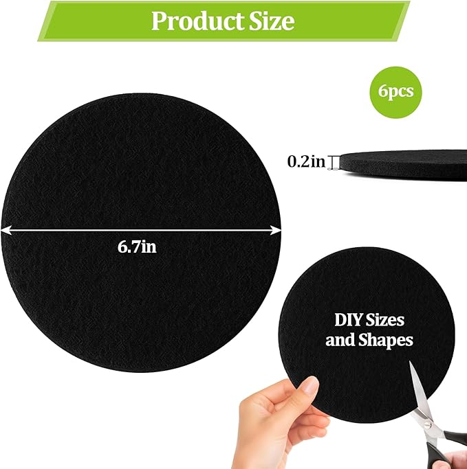 6 Pack Charcoal Filters for Kitchen Compost Bin,6.7 Inch Compost Filters for Countertop Bin,Activated Carbon Replacement Filters for Kitchen Compost Bins